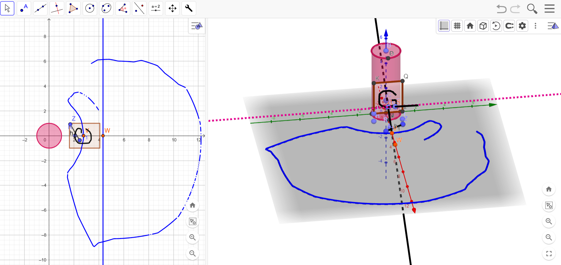 GeoGebra Anamorfisme cilindric